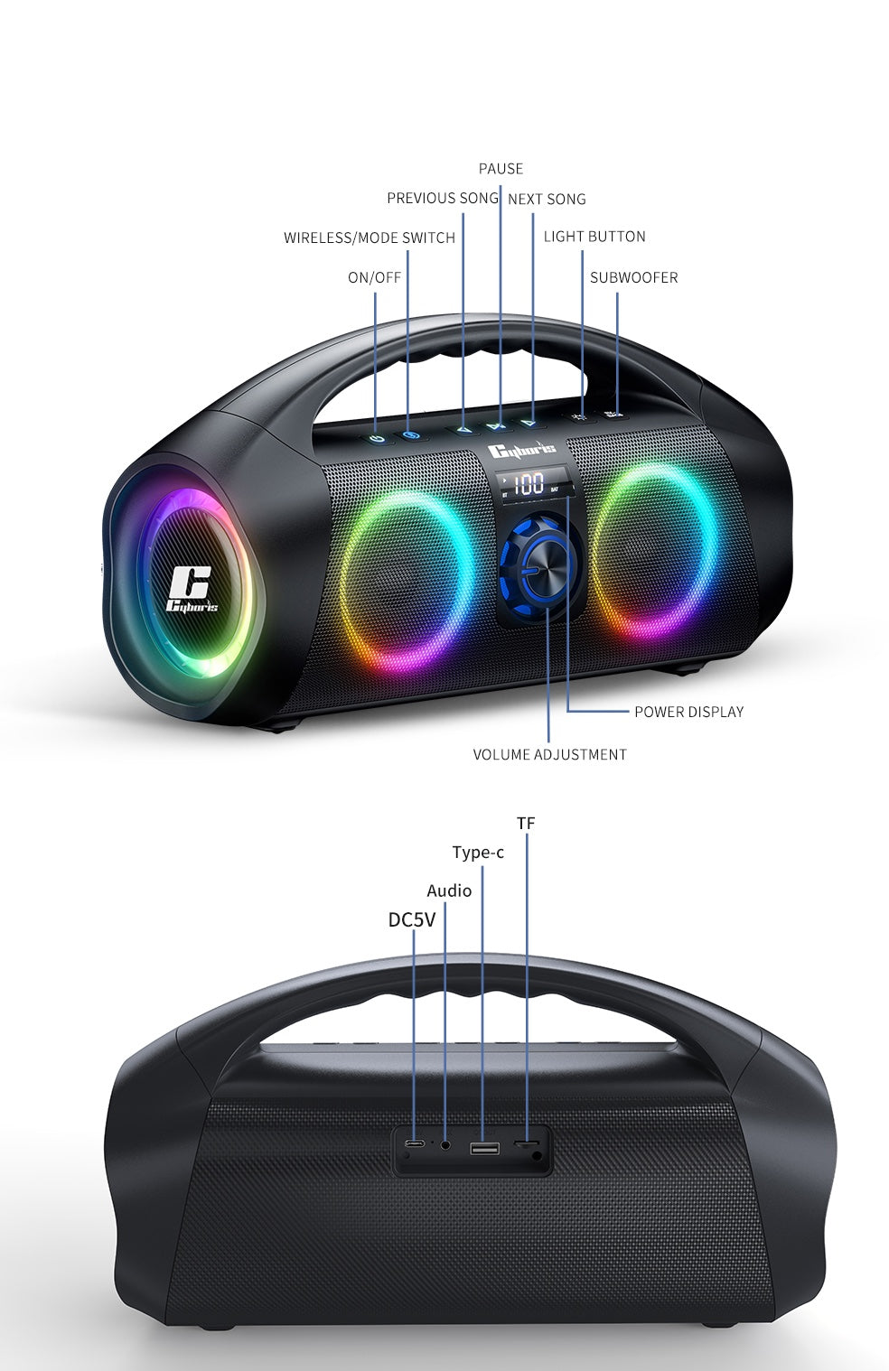 Parlante Karaoke Bluetooth Cyboris F29 - 120W